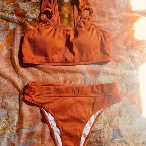 Rib Ring-Linked High Waisted Bikini